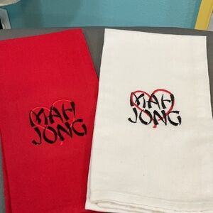 Set of two (2) custom embroidered Mahjongg towels